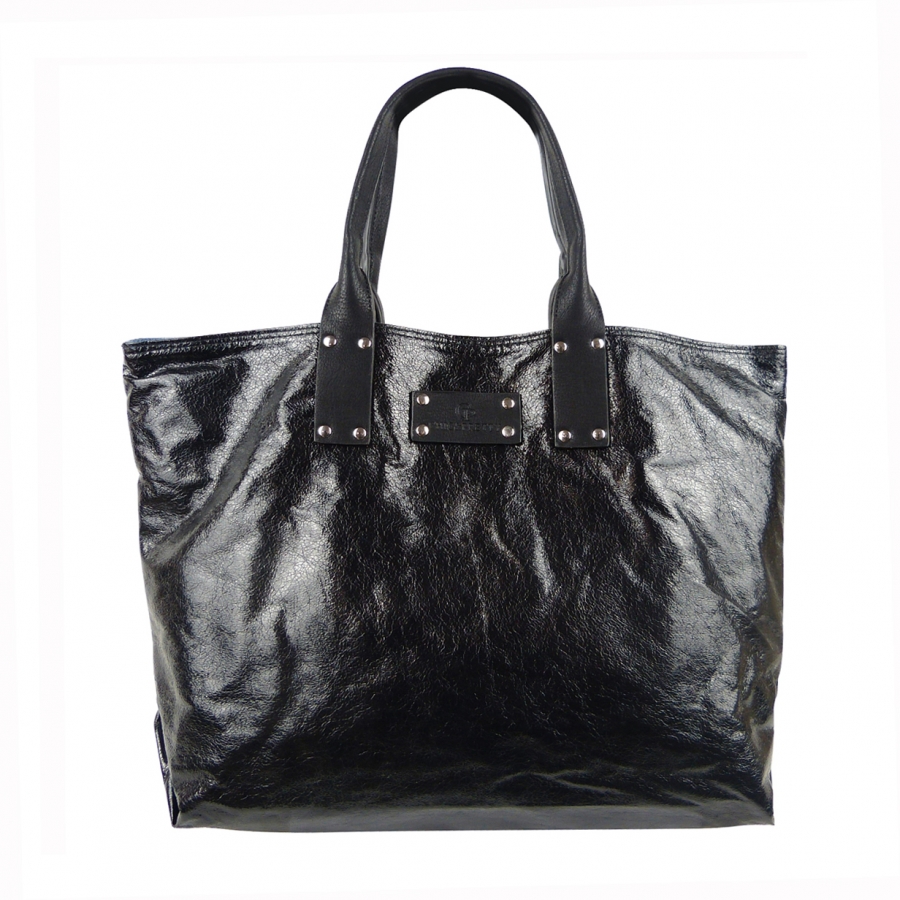 DAMEN SCHULTERTASCHE SHOPPER IN METALLIC LOOK UND JEANS SHCP631